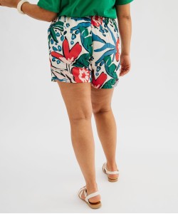 Short fluide à motifs fleuris femme grande taille